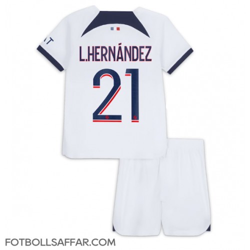 Paris Saint-Germain Lucas Hernandez #21 Bortadräkt Barn 2023-24 Kortärmad (+ Korta byxor)
